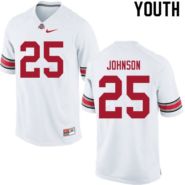 Ohio State Buckeyes #25 Xavier Johnson Youth Embroidery Jersey White OSU90171
